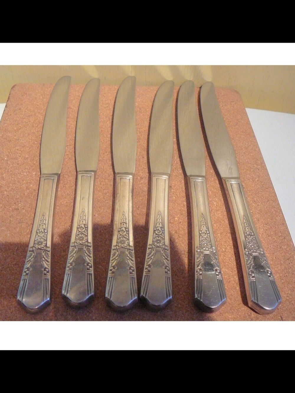 Jasmine Flatware 6 Dinner Knives Simeon L. and George H. Rogers Company 1939